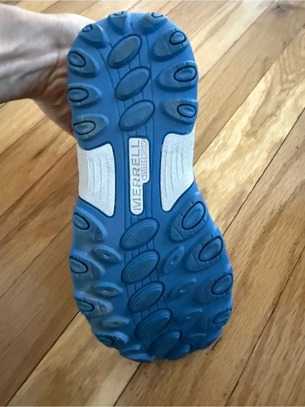 Merrell Youth Blue High Top Trail Sneakers with Pink Trim
